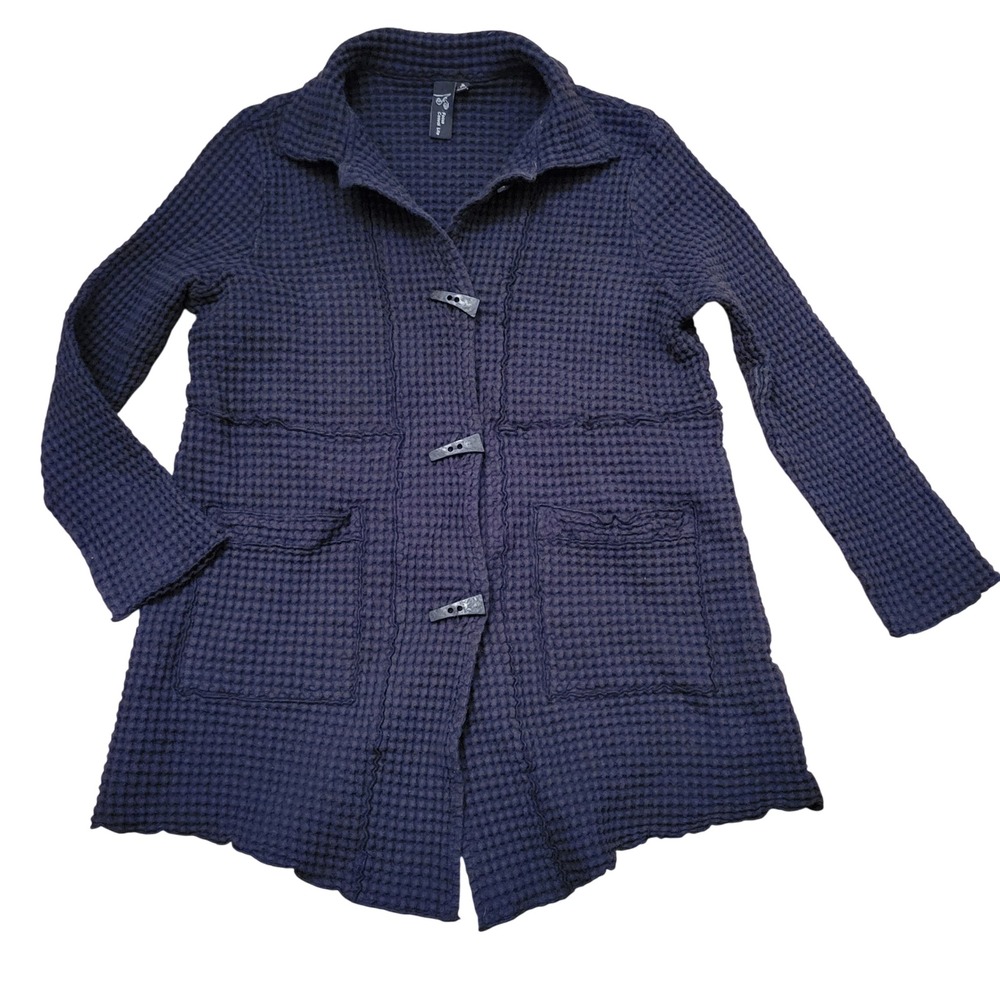 Focus Casual Life M Jacket Black Waffle Knit Toggle Lagenlook Funky Artsy
